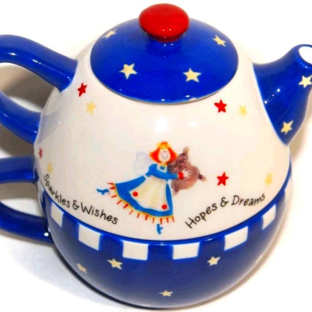 Midwest Of Cannon Falls Individual Teapot and Cup SET, Goose Berry Patch